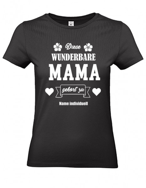T-Shirt Rundhals Dame druck Wunderbare Mama weiß