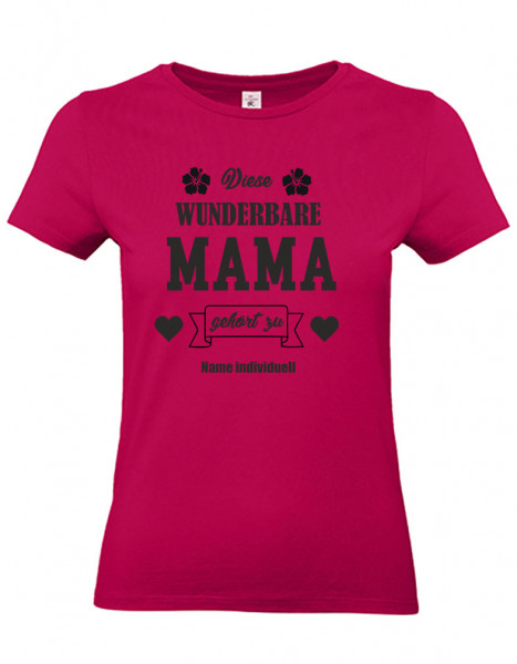 T-Shirt Rundhals Dame druck Wunderbare Mama schwarz