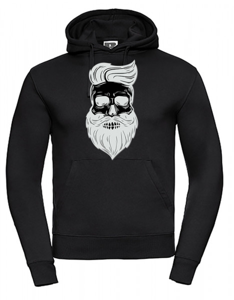 Men`s Authentic Hooded Sweat druck Skull mit Bart