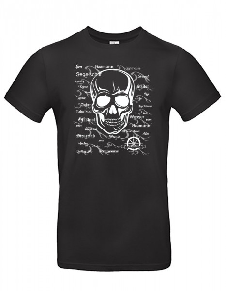 T-Shirt Rundhals unisex druck Scull weiß